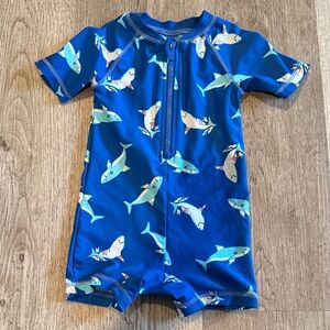 Old Navy Blue Shark Print Kids Rashguard